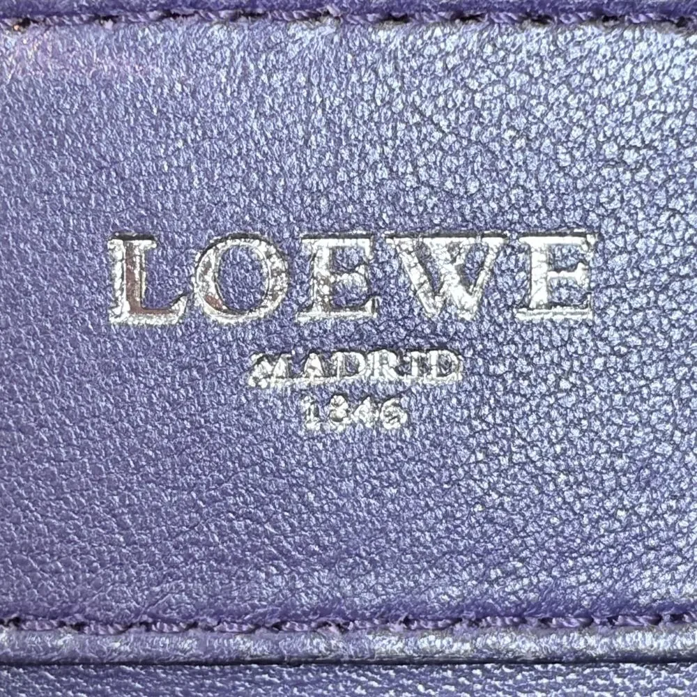Loewe Amazona 36 Purple Leather Top Handle Bag Silver Hardware COA Dustbag Keys